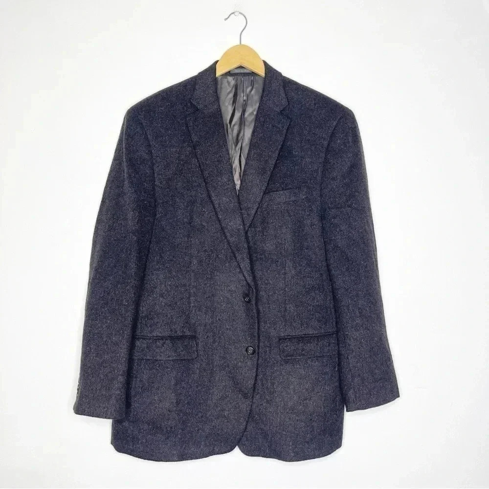 Ralph Lauren Camel Hair Gray Blazer Sport Coat Mens Size 46 Long